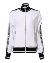 Dolce & Gabbana White Viscose Logo Women Full Zip Jacket